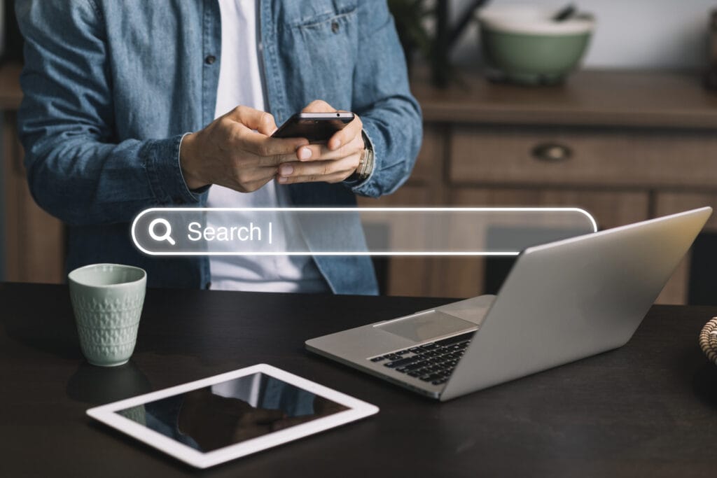 A man using Google Search