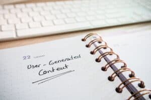 Open planner with "User-Generated Content" on the page, perfect for digital marketing and online lead generation planning. | Tsunami Reach